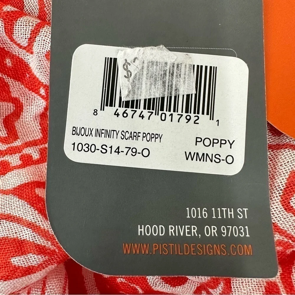 Poppy Orange White Floral Infinity Lightweight Scarf